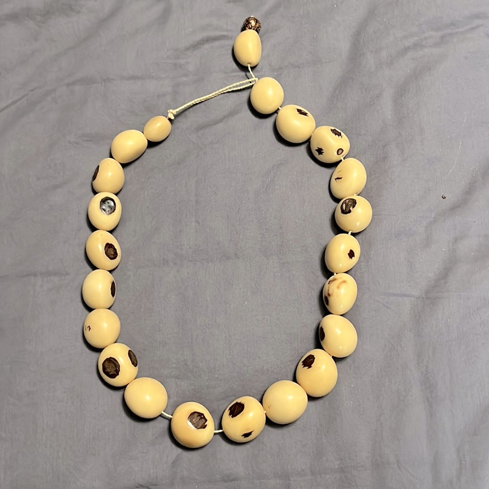 Large cream/brown bead necklace